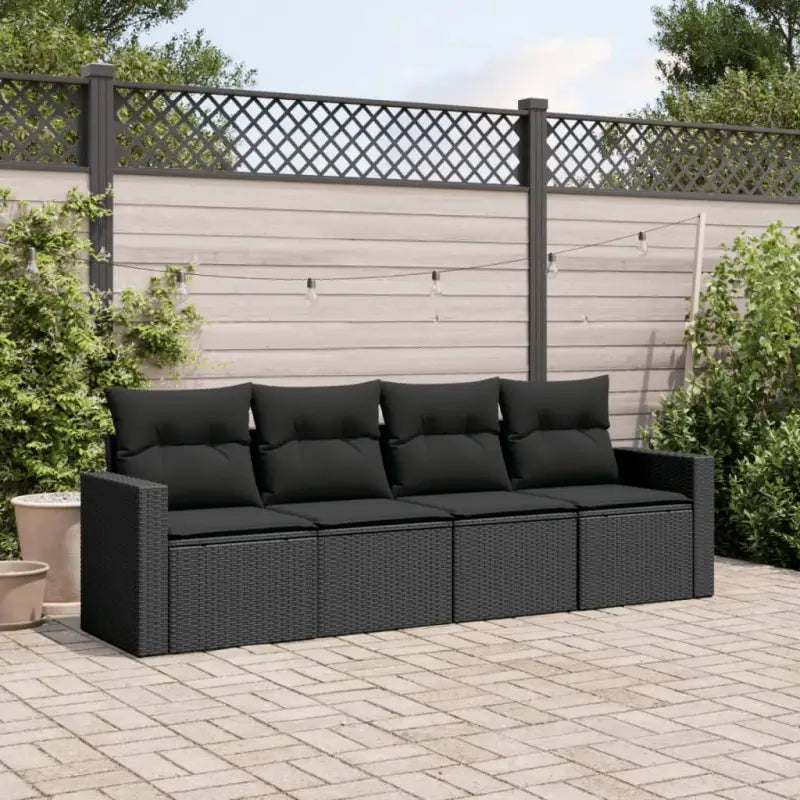 Modulaire tuinbank met zwart materiaal en gepoedercoat staal afmetingen - Zwart / 1 / Zonder tafel - Modulaire