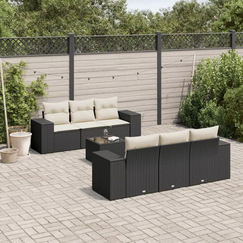 Modulaire tuinbank met zwart materiaal en gepoedercoat staal afmetingen - Zwart en crème / 1 - Modulaire tuinbanken