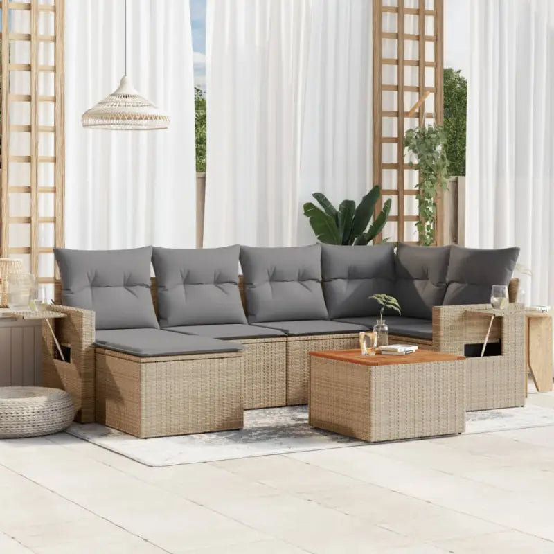Modulaire tuinbank met zwart materiaal en gepoedercoat staal afmetingen - Beige en grijs / 1 - Modulaire tuinbanken
