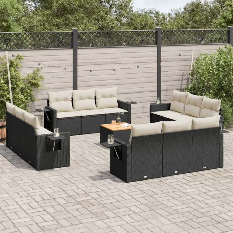 Modulaire tuinbank met zwart materiaal en gepoedercoat staal afmetingen - Zwart en crème / 1 - Modulaire tuinbanken