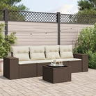 Modulaire tuinbank met zwart materiaal en poly rattan voor buitenplezier - Bruin en crème / 1 / Met tafel - Modulaire