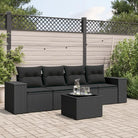 Modulaire tuinbank met zwart materiaal en poly rattan voor buitenplezier - Zwart / 1 / Met tafel - Modulaire tuinbanken