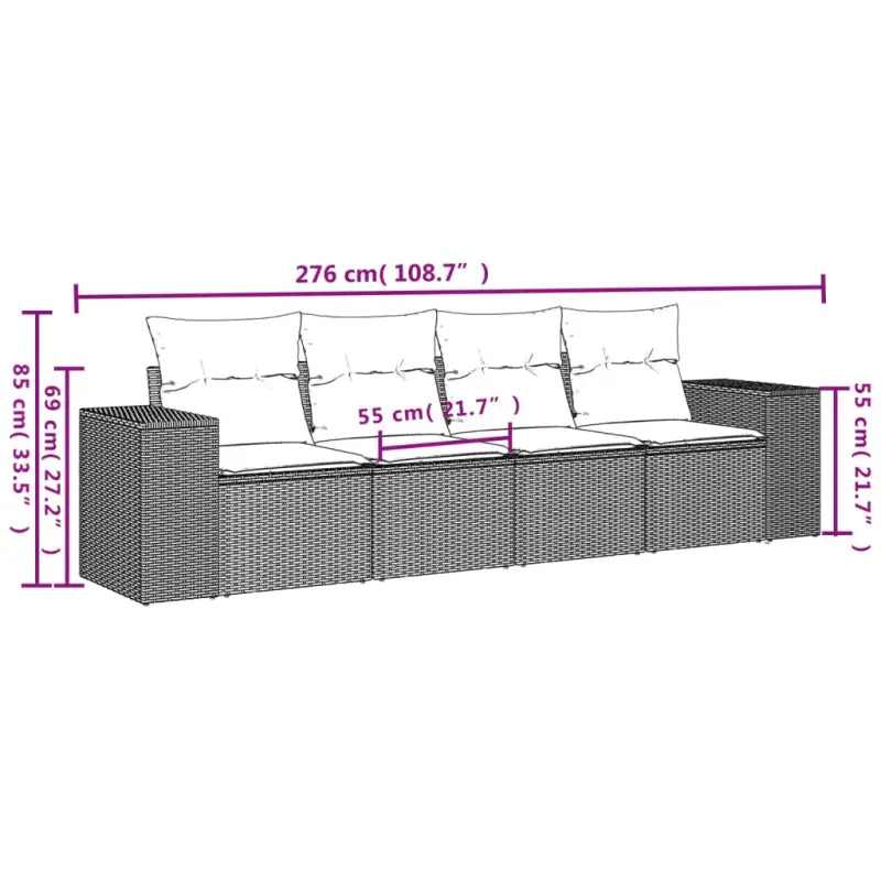Modulaire tuinbank met zwart materiaal en poly rattan voor buitenplezier - Modulaire tuinbanken