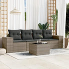 Modulaire tuinbank met zwart materiaal en poly rattan voor buitenplezier - Grijs / 1 / Met tafel - Modulaire tuinbanken