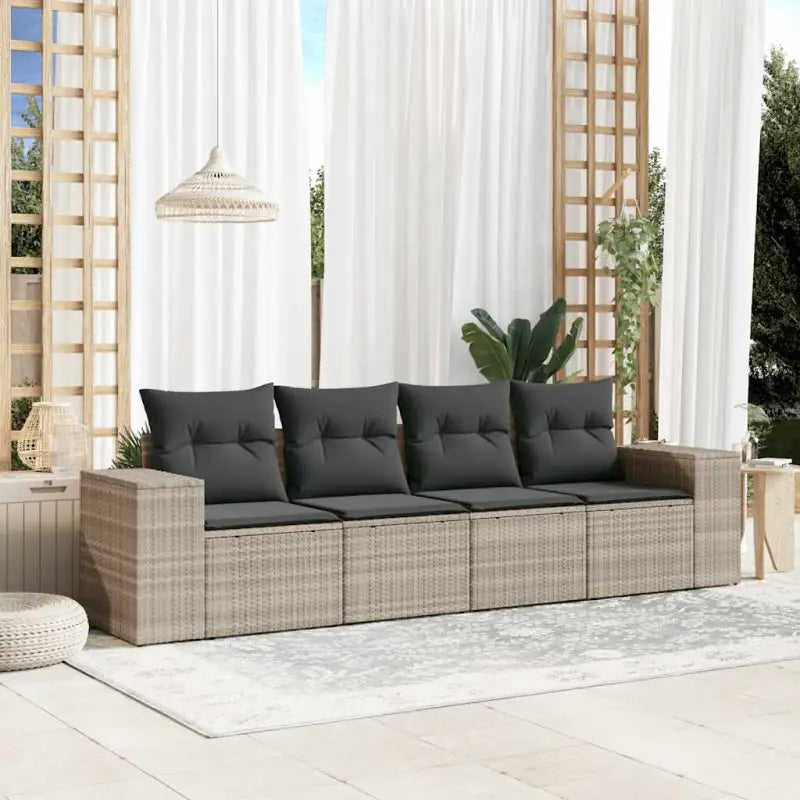 Modulaire tuinbank met zwart materiaal en poly rattan voor buitenplezier - Lichtgrijs / 1 / Zonder tafel - Modulaire
