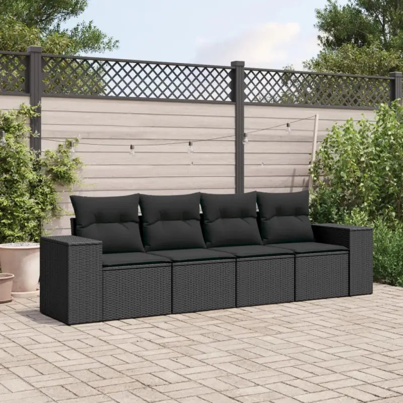 Modulaire tuinbank met zwart materiaal en poly rattan voor buitenplezier - Zwart / 1 / Zonder tafel - Modulaire