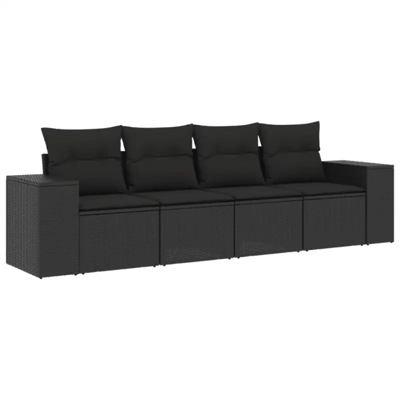 Modulaire tuinbank met zwart materiaal en poly rattan voor buitenplezier - Modulaire tuinbanken