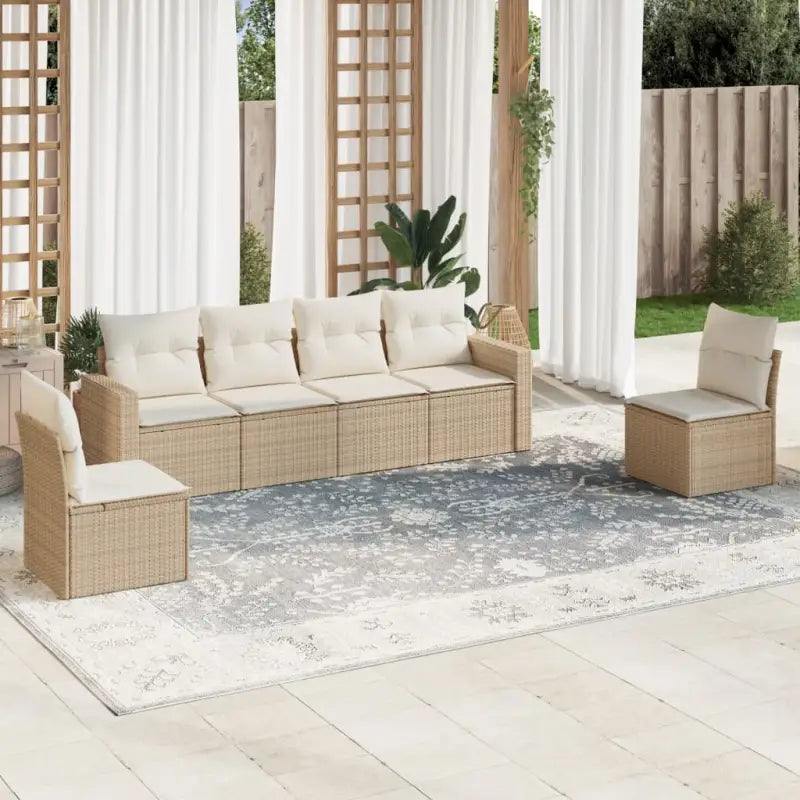 Modulaire tuinbank met zwart materiaal en waterdichte tas - beige en crèmekleurig / 1 / Zonder tafel - Modulaire