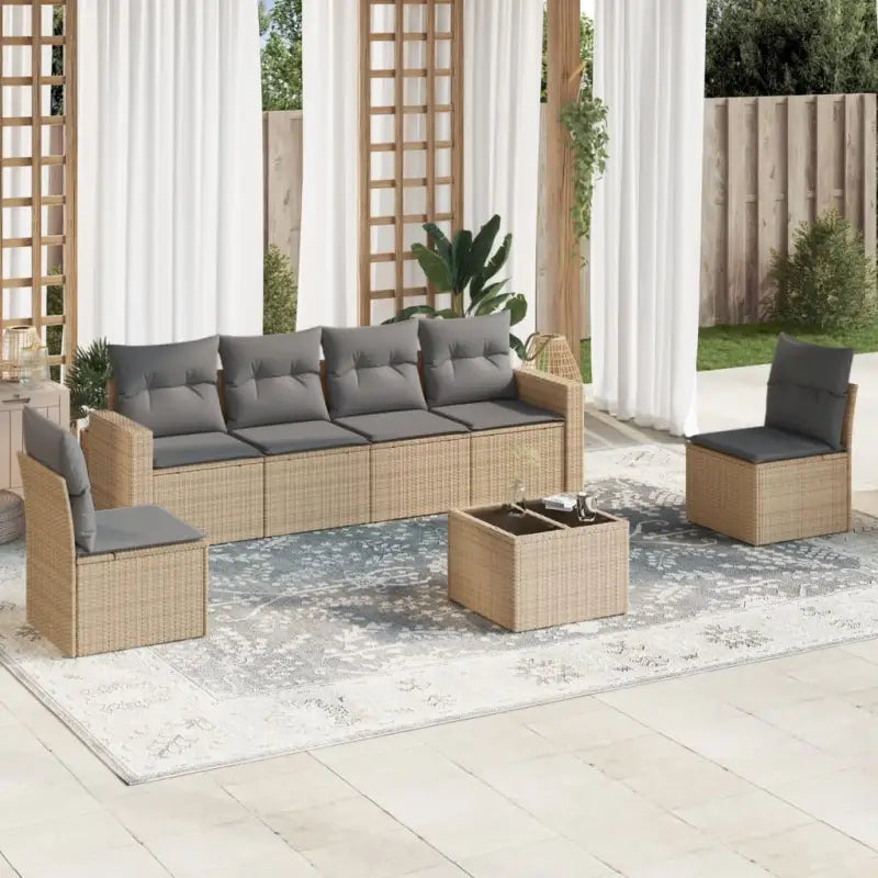 Modulaire tuinbank met zwart materiaal en waterdichte tas - Beige en grijs / 1 / Met tafel - Modulaire tuinbanken