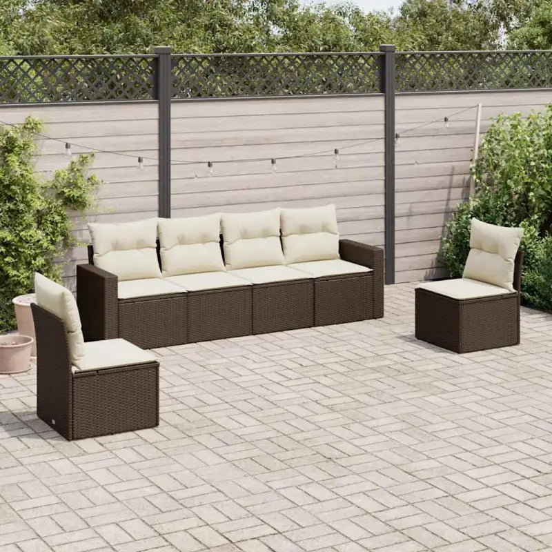 Modulaire tuinbank met zwart materiaal en waterdichte tas - Bruin en crème / 1 / Zonder tafel - Modulaire tuinbanken