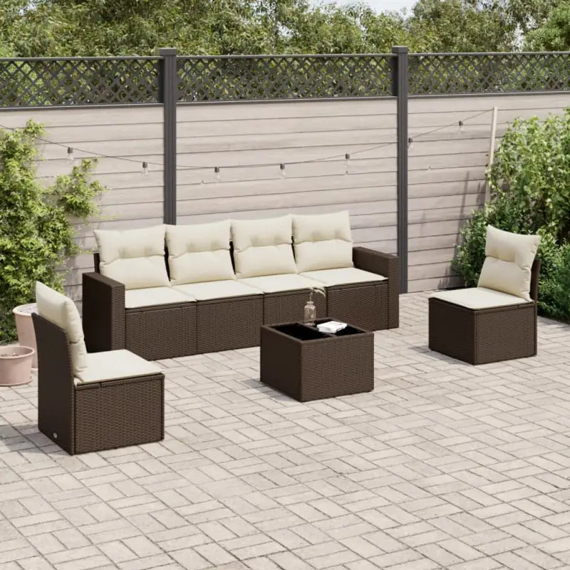 Modulaire tuinbank met zwart materiaal en waterdichte tas - Bruin en crème / 1 / Met tafel - Modulaire tuinbanken