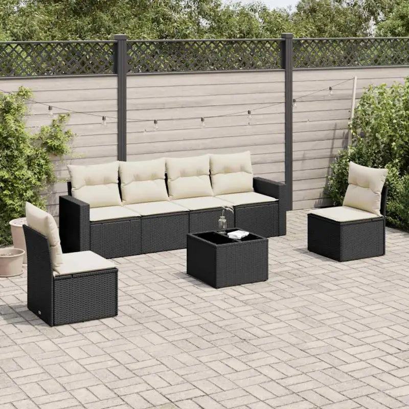 Modulaire tuinbank met zwart materiaal en waterdichte tas - Zwart en crème / 1 / Met tafel - Modulaire tuinbanken