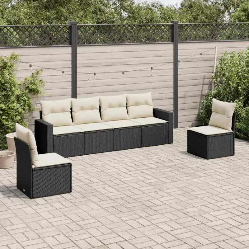 Modulaire tuinbank met zwart materiaal en waterdichte tas - Zwart en crème / 1 / Zonder tafel - Modulaire tuinbanken