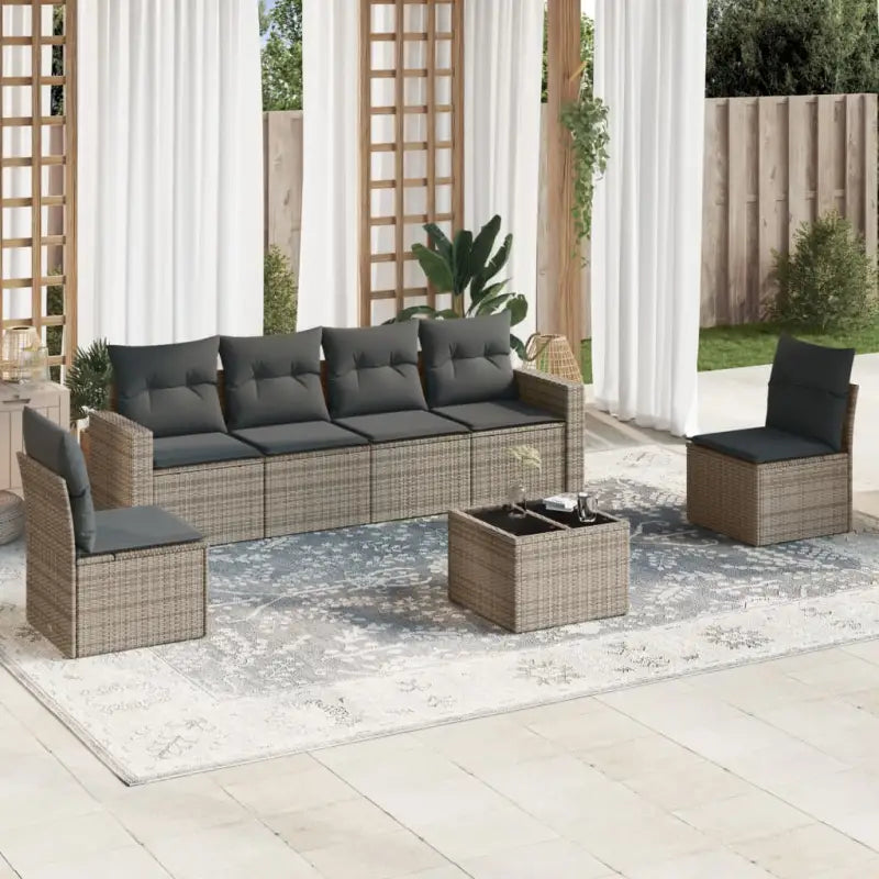 Modulaire tuinbank met zwart materiaal en waterdichte tas - Grijs / 1 / Met tafel - Modulaire tuinbanken