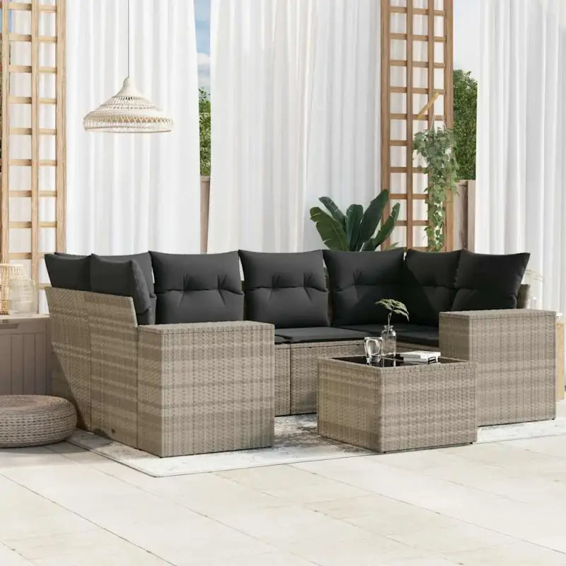 Modulaire tuinbank set in grijs materiaal met gepoedercoat staal - Lichtgrijs / 1 - Modulaire tuinbanken