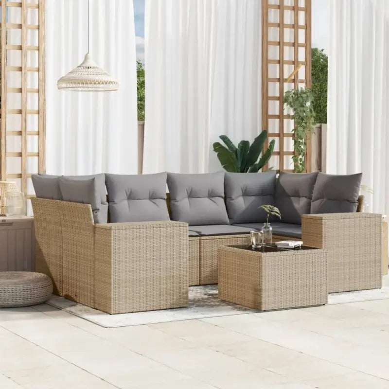 Modulaire tuinbank set in grijs materiaal met gepoedercoat staal - Beige en grijs / 1 - Modulaire tuinbanken