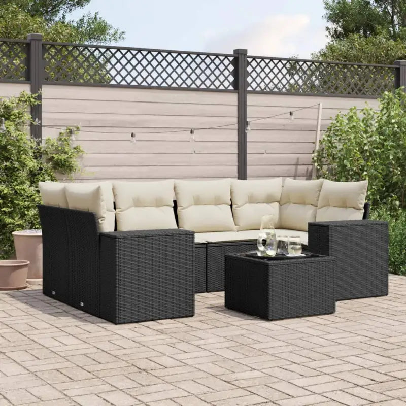 Modulaire tuinbank set in grijs materiaal met gepoedercoat staal - Zwart en crème / 1 - Modulaire tuinbanken