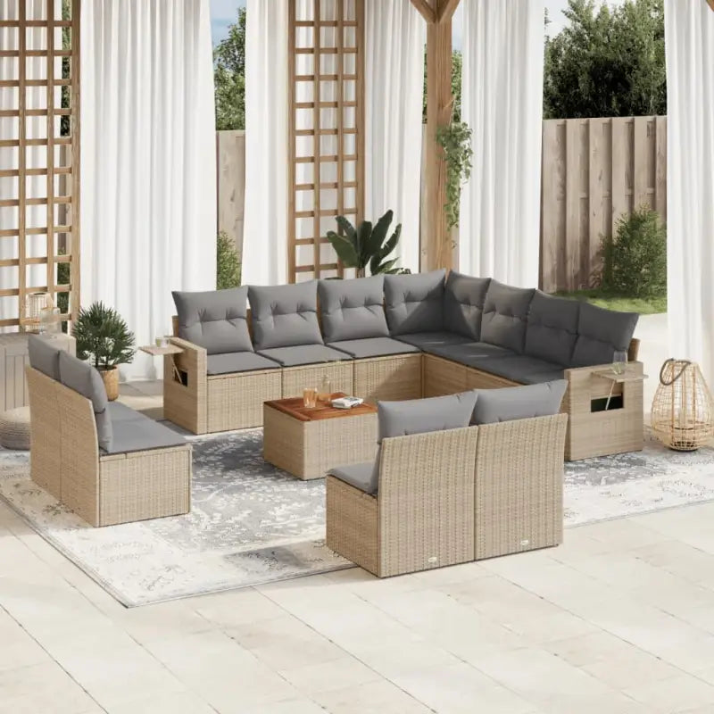 Modulaire tuinbank set in zwart materiaal en gepoedercoat staal - Beige en grijs / 1 - Modulaire tuinbanken
