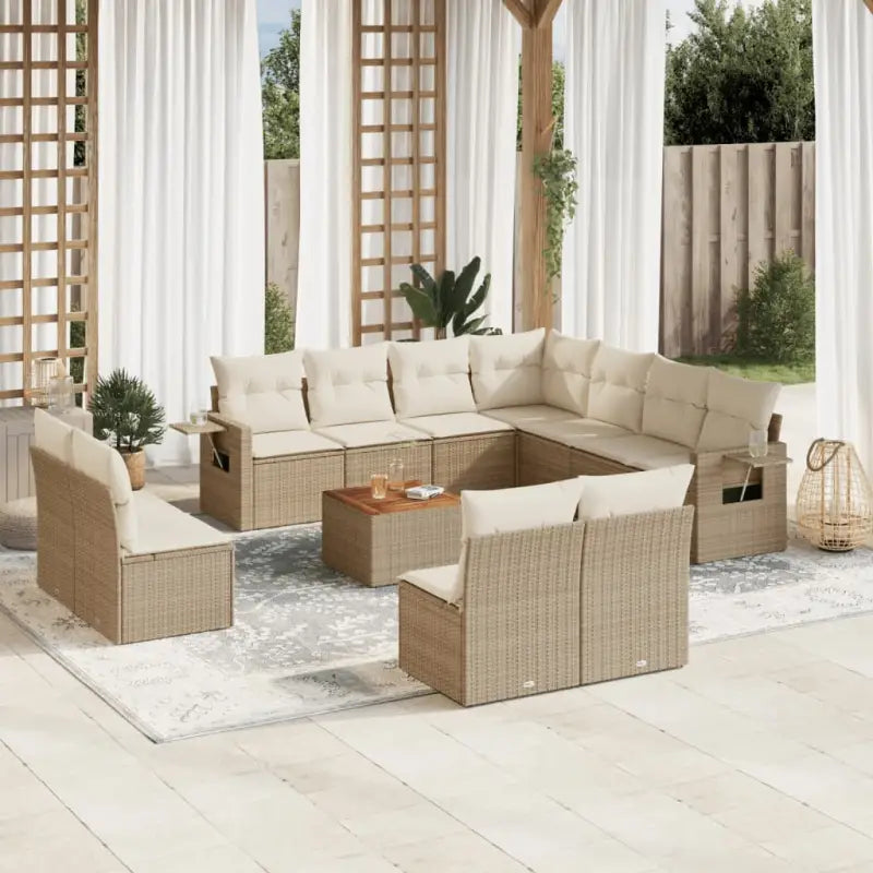 Modulaire tuinbank set in zwart materiaal en gepoedercoat staal - beige en crèmekleurig / 1 - Modulaire tuinbanken