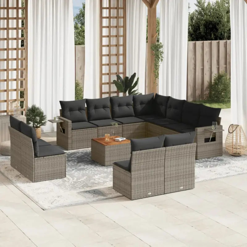Modulaire tuinbank set in zwart materiaal en gepoedercoat staal - Grijs / 1 - Modulaire tuinbanken