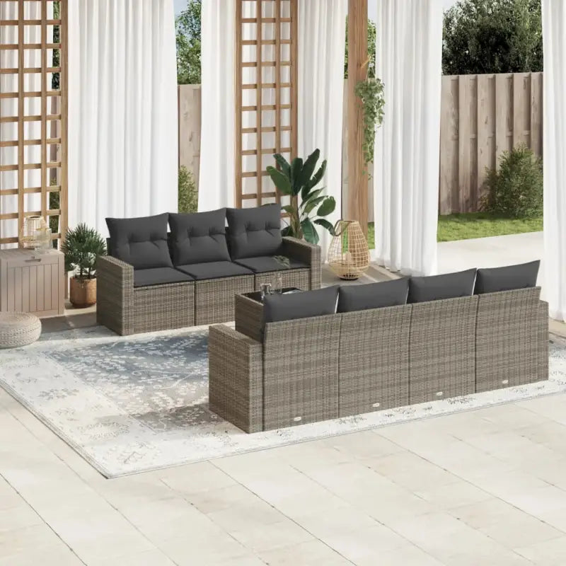 Modulaire tuinbank set in zwart materiaal met gepoedercoat staal - Grijs / 8 - Modulaire tuinbanken