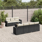 Modulaire tuinbank set in zwart materiaal met gepoedercoat staal - Zwart en crème / 8 - Modulaire tuinbanken