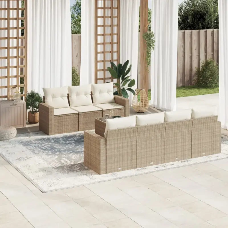 Modulaire tuinbank set in zwart materiaal met gepoedercoat staal - beige en crèmekleurig / 8 - Modulaire tuinbanken