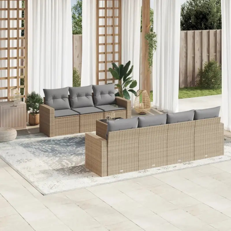 Modulaire tuinbank set in zwart materiaal met gepoedercoat staal - Beige en grijs / 8 - Modulaire tuinbanken