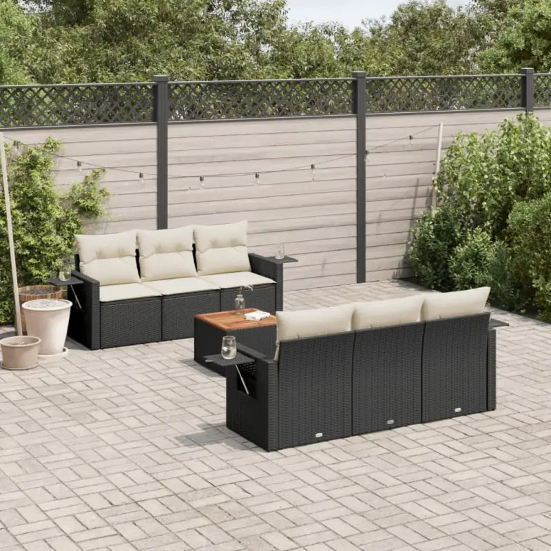 Modulaire tuinbank set met beige materiaal en gepoedercoat staal - Zwart en crème / 1 - Modulaire tuinbanken