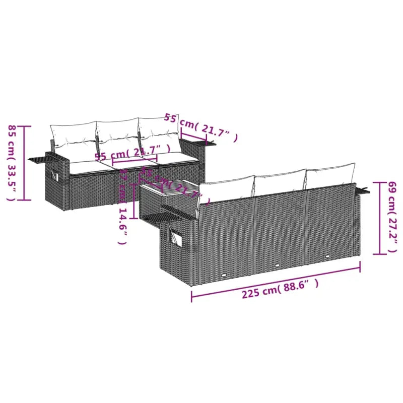 Modulaire tuinbank set met beige materiaal en gepoedercoat staal - Modulaire tuinbanken