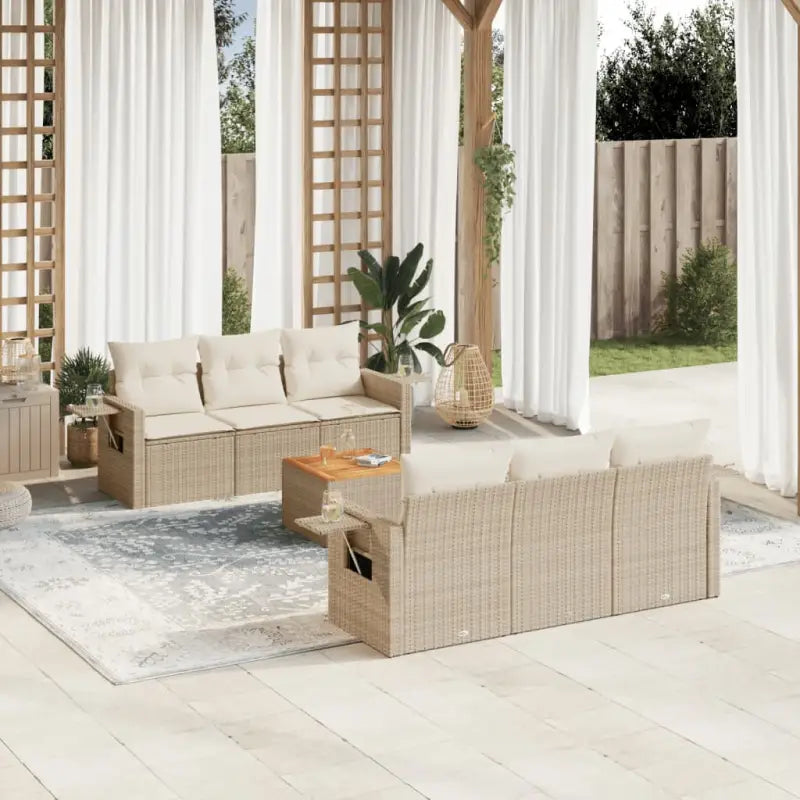 Modulaire tuinbank set met beige materiaal en gepoedercoat staal - beige en crèmekleurig / 1 - Modulaire tuinbanken