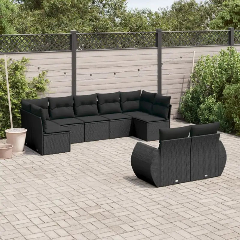 Modulaire tuinbank set met beige materiaal en gepoedercoat staal - Zwart / 1 / Zonder tafel - Modulaire tuinbanken