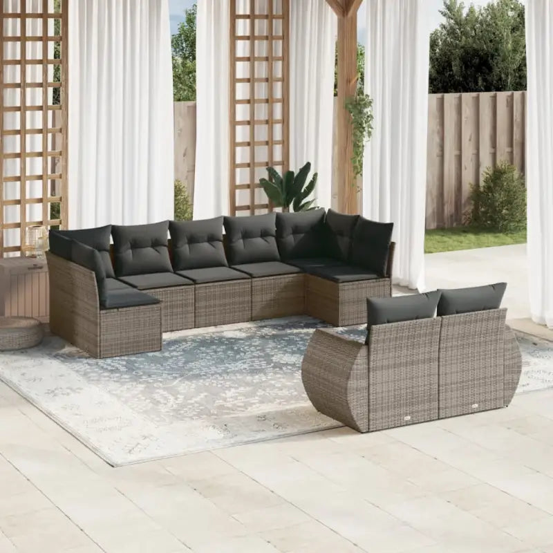 Modulaire tuinbank set met beige materiaal en gepoedercoat staal - Grijs / 1 / Zonder tafel - Modulaire tuinbanken
