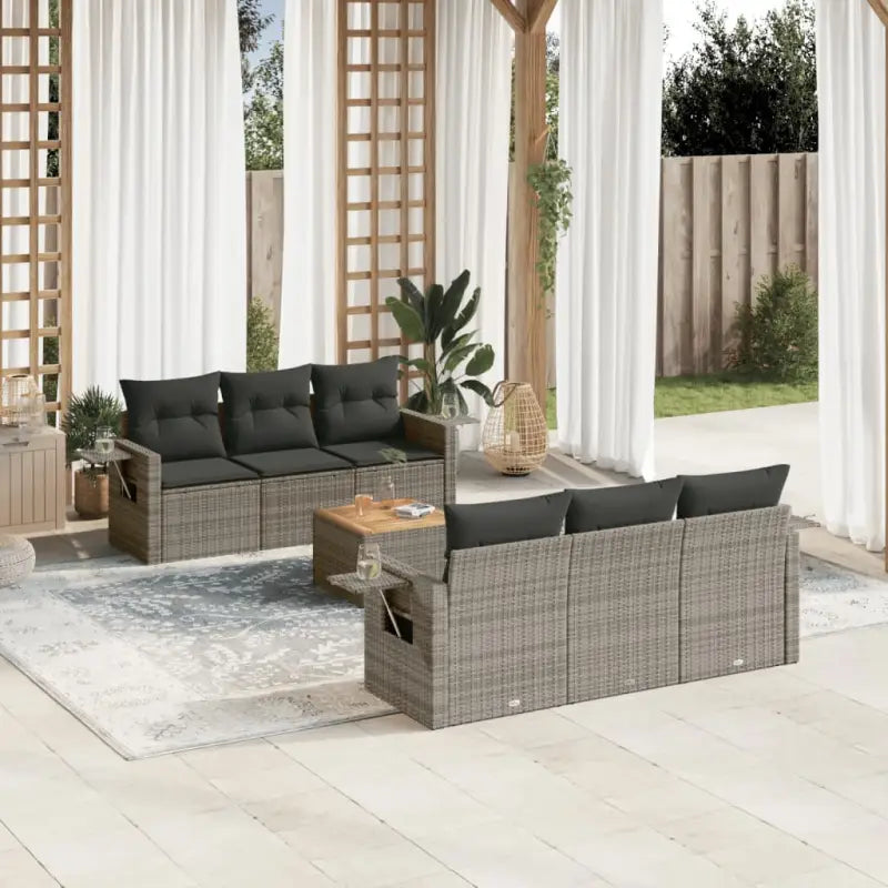 Modulaire tuinbank set met beige materiaal en gepoedercoat staal - Grijs / 1 - Modulaire tuinbanken