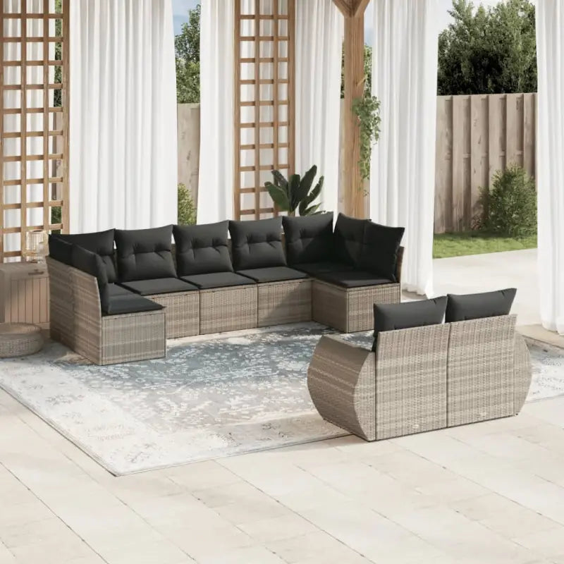 Modulaire tuinbank set met beige materiaal en gepoedercoat staal - Lichtgrijs / 1 / Zonder tafel - Modulaire tuinbanken