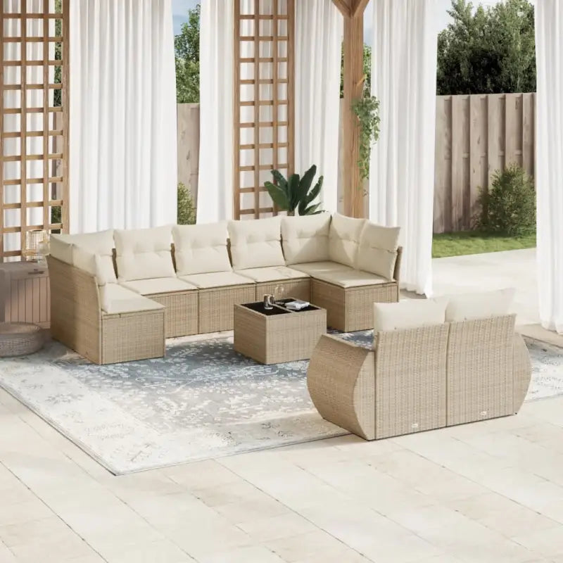 Modulaire tuinbank set met beige materiaal en gepoedercoat staal - beige en crèmekleurig / 1 / Met tafel - Modulaire