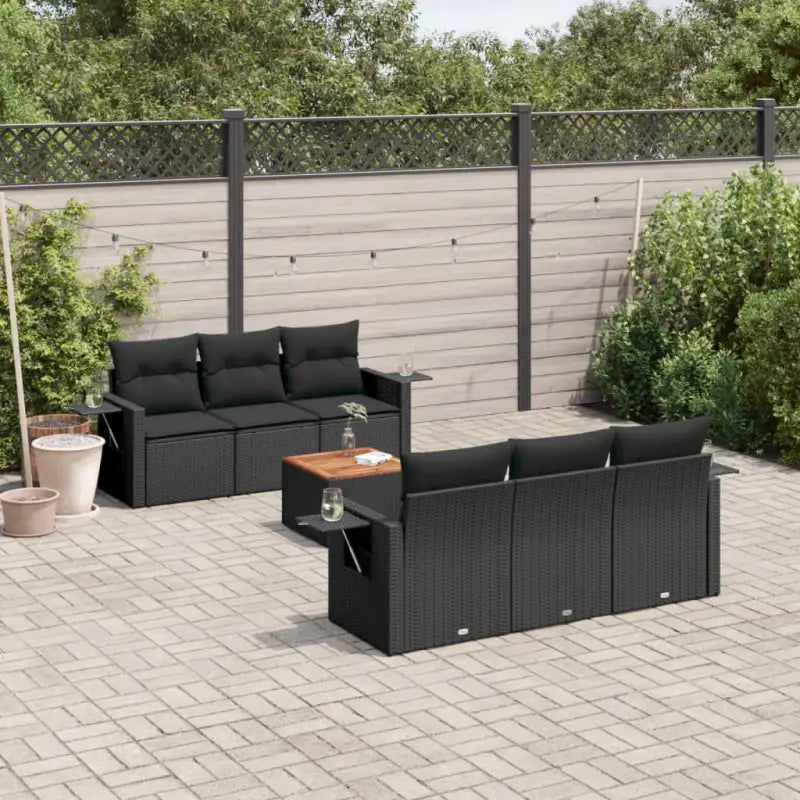 Modulaire tuinbank set met beige materiaal en gepoedercoat staal - Zwart / 1 - Modulaire tuinbanken