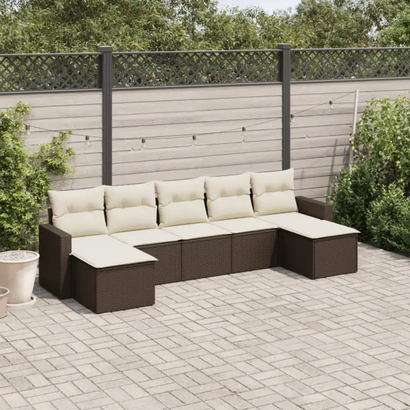 Modulaire tuinbank set met gepoedercoat staal en waterdichte tas - Bruin en crème / 1 / Zonder tafel - Modulaire