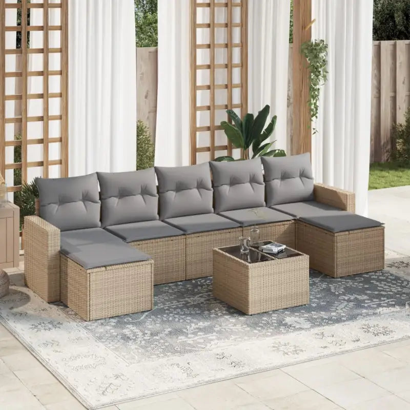 Modulaire tuinbank set met gepoedercoat staal en waterdichte tas - Beige en grijs / 1 / Met tafel - Modulaire tuinbanken