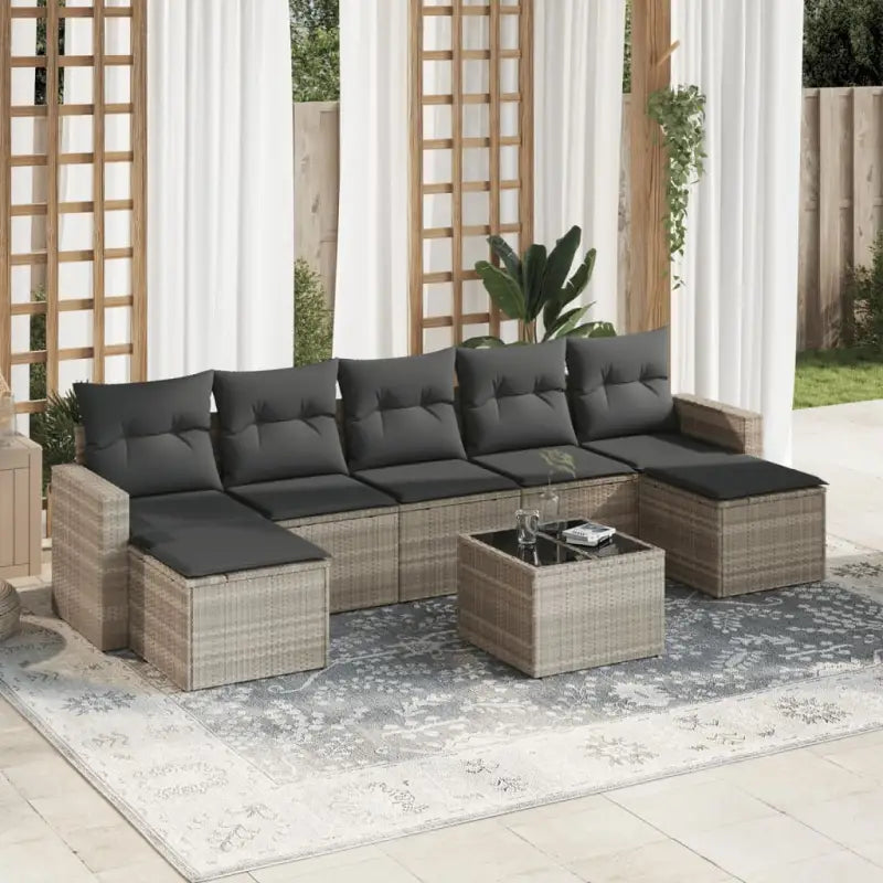 Modulaire tuinbank set met gepoedercoat staal en waterdichte tas - Lichtgrijs / 1 / Met tafel - Modulaire tuinbanken