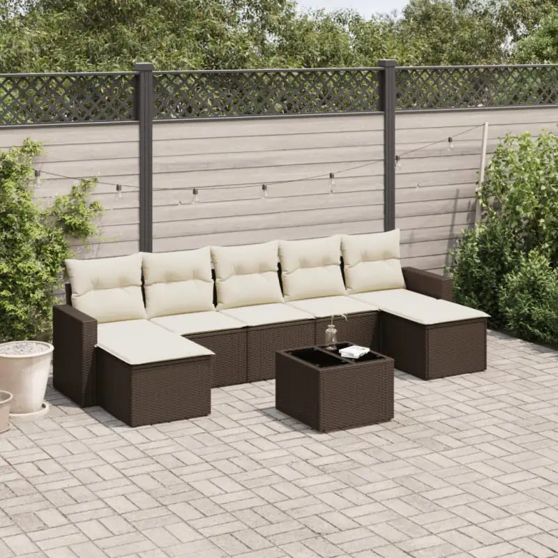 Modulaire tuinbank set met gepoedercoat staal en waterdichte tas - Bruin en crème / 1 / Met tafel - Modulaire tuinbanken