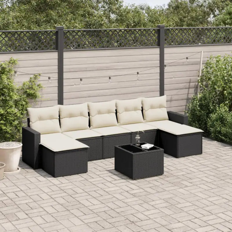 Modulaire tuinbank set met gepoedercoat staal en waterdichte tas - Zwart en crème / 1 / Met tafel - Modulaire tuinbanken