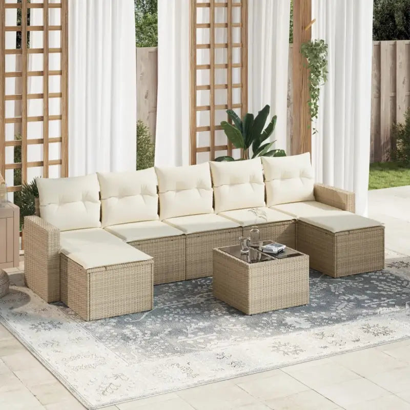 Modulaire tuinbank set met gepoedercoat staal en waterdichte tas - beige en crèmekleurig / 1 / Met tafel - Modulaire