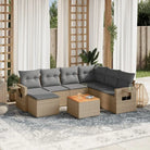 Modulaire tuinbank set met gepoedercoat staal en zwart materiaal - Beige en grijs / 1 / hoek + Tafel + 3x midden