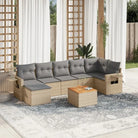 Modulaire tuinbank set met gepoedercoat staal en zwart materiaal - Beige en grijs / 1 / Tafel + 3x midden + hoek