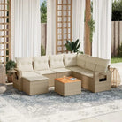 Modulaire tuinbank set met gepoedercoat staal en zwart materiaal - Beige / 1 / hoek + Tafel + 3x midden - Modulaire