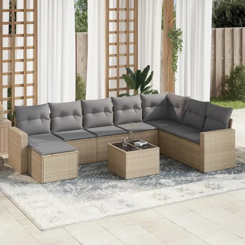 Modulaire tuinbank set met waterdichte tas en beige gepoedercoat staal - Beige en grijs / 1 / Met tafel - Modulaire
