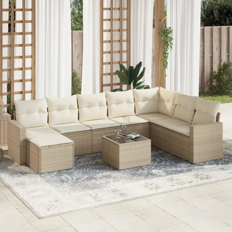 Modulaire tuinbank set met waterdichte tas en beige gepoedercoat staal - beige en crèmekleurig / 1 / Met tafel