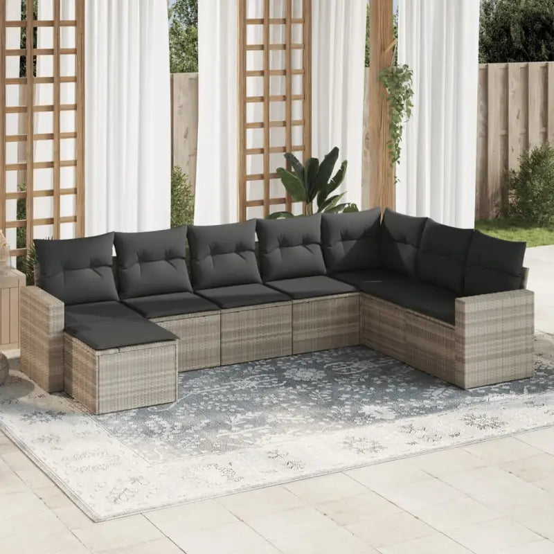 Modulaire tuinbank set met waterdichte tas en beige gepoedercoat staal - Lichtgrijs / 1 / Zonder tafel - Modulaire