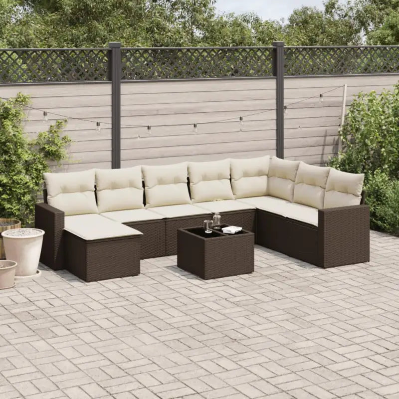 Modulaire tuinbank set met waterdichte tas en beige gepoedercoat staal - Bruin en crème / 1 / Met tafel - Modulaire